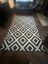 Black & White Patterned Rug ikea Lappljung Ruta 200x300cm