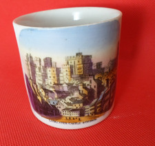Antique, Lancaster Castle & Church, small souvenir porcelain mug, c1900 (25X)