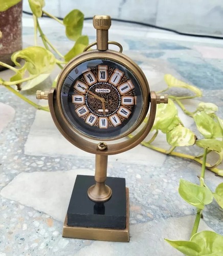Antique brass desk clock - antique,
