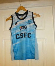 AUTHENTIC CRONULLA SHARKS NRL RUGBY LEAGUE TRAINING VEST SINGLET size 10 , 34" C