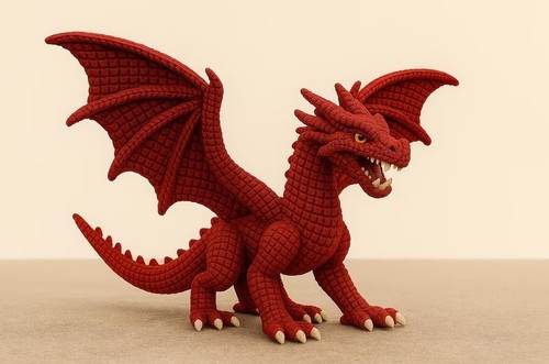 Red dragon crochet pattern - dragon,