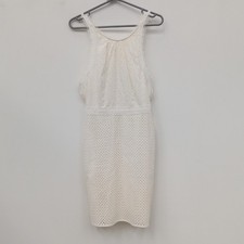 Reiss Dress Size 10 Womens White Lace 100% Cotton Straps Round Neck FLT14-FPL