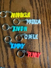 Customisable 3D Printed Name Keyring Personalised Key Chain School Bag Name Tag