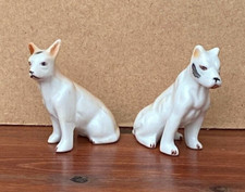 Pair of Vintage Ceramic Staffs, Bull Terriers Dogs Figure Ornament