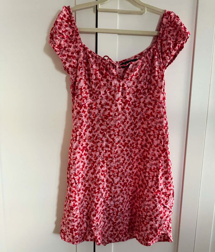 Motel pink red floral - red,