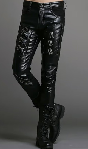 Mens faux leather punk - faux,