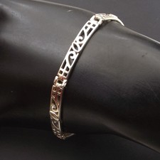 BRACELET sterling silver oblong Rennie Mackintosh style cut out links hallmarked