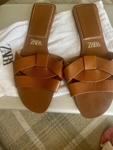 Zara women flat tan leather - flat,