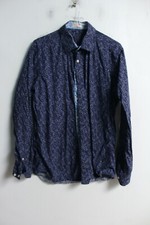 Mens Long Sleeve Jazzy Print Shirt - Blue - Size Small (L24)