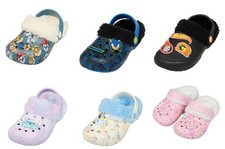Boys Girls Clogs Borg Fleece