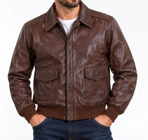 Men brown genuine lambskin - genuine,