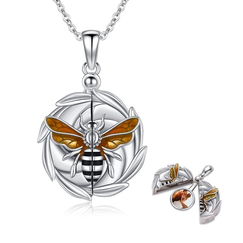 925 sterling silver bee locket - silver,