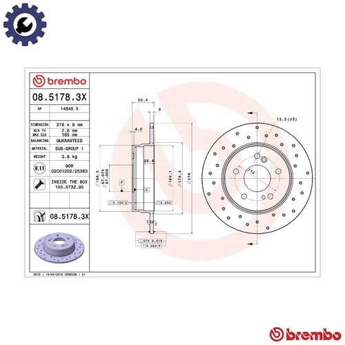 Brake disc 5178 3x for - 2x, 08.5178.3x