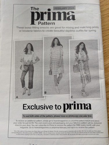 Prima sewing pattern ladies - prima,