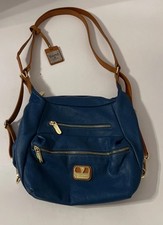 Valentina Handbag Ocean Blue/Tan Shoulder/Crossbody/Backpack Made in Italy
