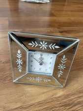 Mirror framed mantel clock 13 cm square battery required pre-owned