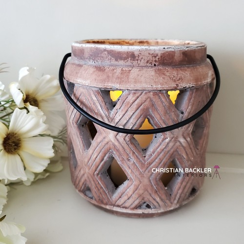 Rustic brown lantern candle - brown,