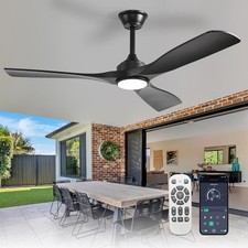 52 Inch Ceiling Fan with Light Remote App Control. Black
