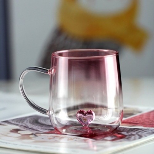 Transparent glass coffee mug - transparent,