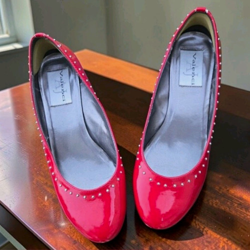 Valenci red patent studded - patent,