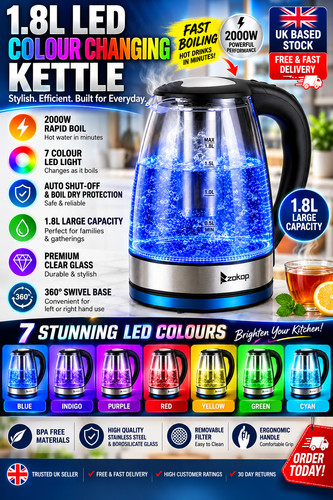 Electric glass kettle 8l - glass, 1.8l