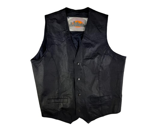 Real leather biker waistcoat - leather,