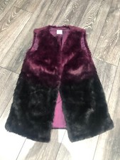 Tu Faux Fur Gilet UK Size 12 Ladies Black Purple Fade