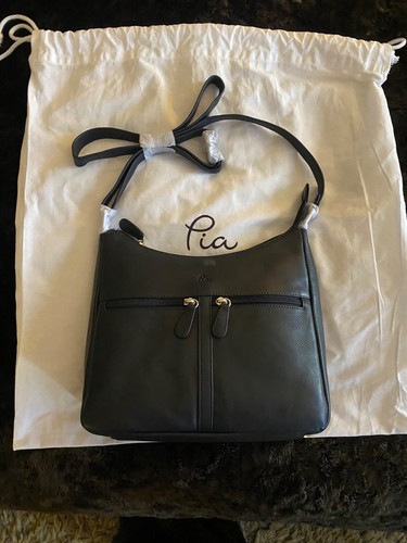 Pia black leather shoulder - pia,