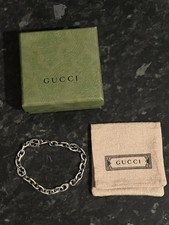 Gucci Interlocking Chain Bracelet Size 20 Sterling Silver Authentic