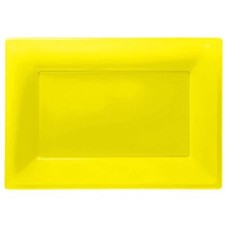 Yellow Serving Platter Plate Buffet Tray Kids Party Food Display 3 Pack Reusable