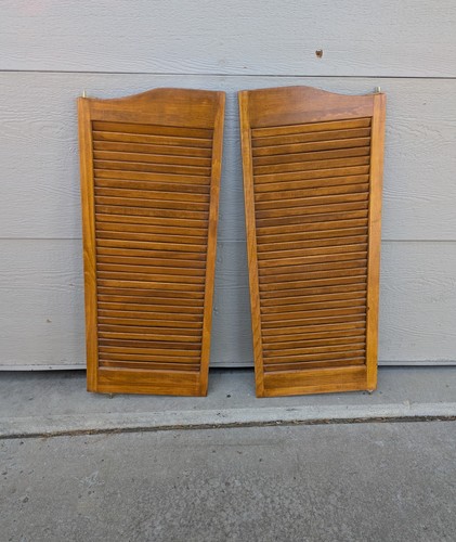 Vintage pair wood - pair, louvered