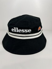Ellesse bucket hat black white stripes embroidered 100% cotton Medium - Large