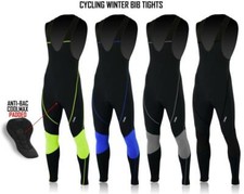 Men Cycling Bib Tight Pants Padded Thermal Winter Bicycle Long Biking Tights