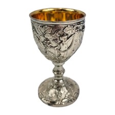 Antique Silver Plated 3.2″ Ornate Mini Goblet Chalice – Hallmarked Collectible
