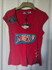 Vintage Miss Sixty punk/grunge top from the 1990s in bright red with safety pins