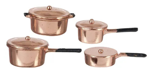 Copper pots pans set dolls - pots, &