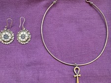 Ethnic Silver Choker With Ankh