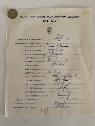 1974 mcc england - england, cricket