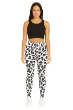 WOMENS HIGH WAIST PRINT LEGGINGS UK 8-26 ANIMAL SNAKESKIN FIRE SWIRL GYM YOGA