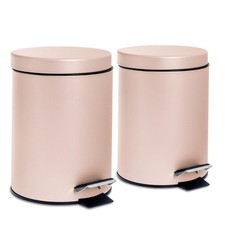 2x Round Bathroom Pedal Bins