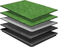GoldOuya Dog Grass Pad with Tray 60x90cm Large Reusable Potty Training Mat