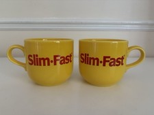 2x Vintage Slim Fast Mugs Yellow Kilncraft England 