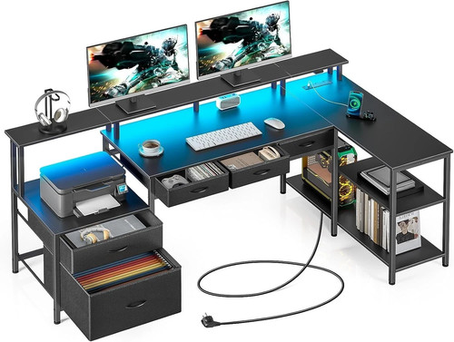 Shaped computer desk with - shaped,