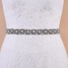 Crystal Opal Beaded ✨Diamante Belt Sash Wedding ? Off White Ribbon Belt