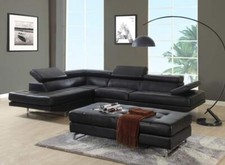Black Faux Leather L Shaped