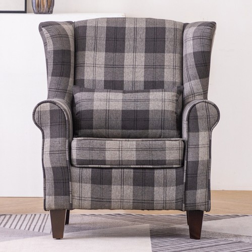 Linen tartan chair armchair - linen,