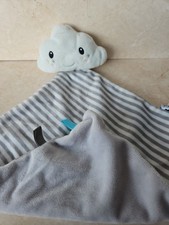 NUBY cloud comforter soft toy grey stripe blankie white
