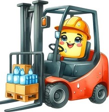Colourful Forklift Truck Wall Art Bedroom Nursery Vinyl Sticker Decal 6 Sizes