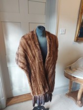 Vintage Mink Fur Stole Brown Silk lined.