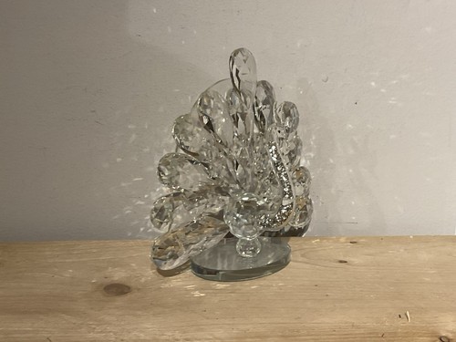 Glass glitter peacock figurine - peacock,